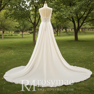 Classic A-line Sheath Wedding Dress With Scoop Neck