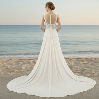 Classic A-line Sheath Wedding Dress With Scoop Neck