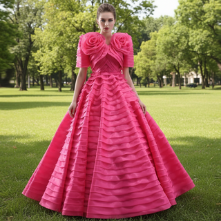 Tiered Ball Gown Detachable Bolero Wedding Dress Formal Gown