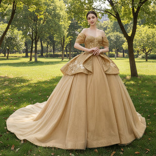 Champagne Gold Wedding Gown Off the Shoulder Quinceanera Dress Rosymae Champagne Gold Wedding Gown Off the Shoulder Quinceanera Dress Rosymae
