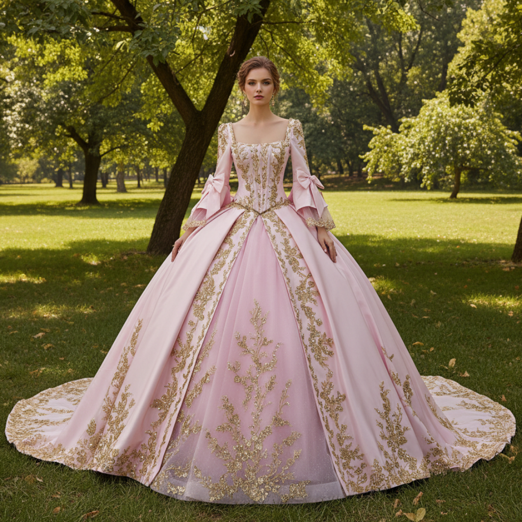 Candy Pink Quinceaera Ball Gown with Gold Lace Appliqus and Back Bow Rosymae Candy Pink Quinceaera Ball Gown with Gold Lace Appliqus and Back Bow Rosymae