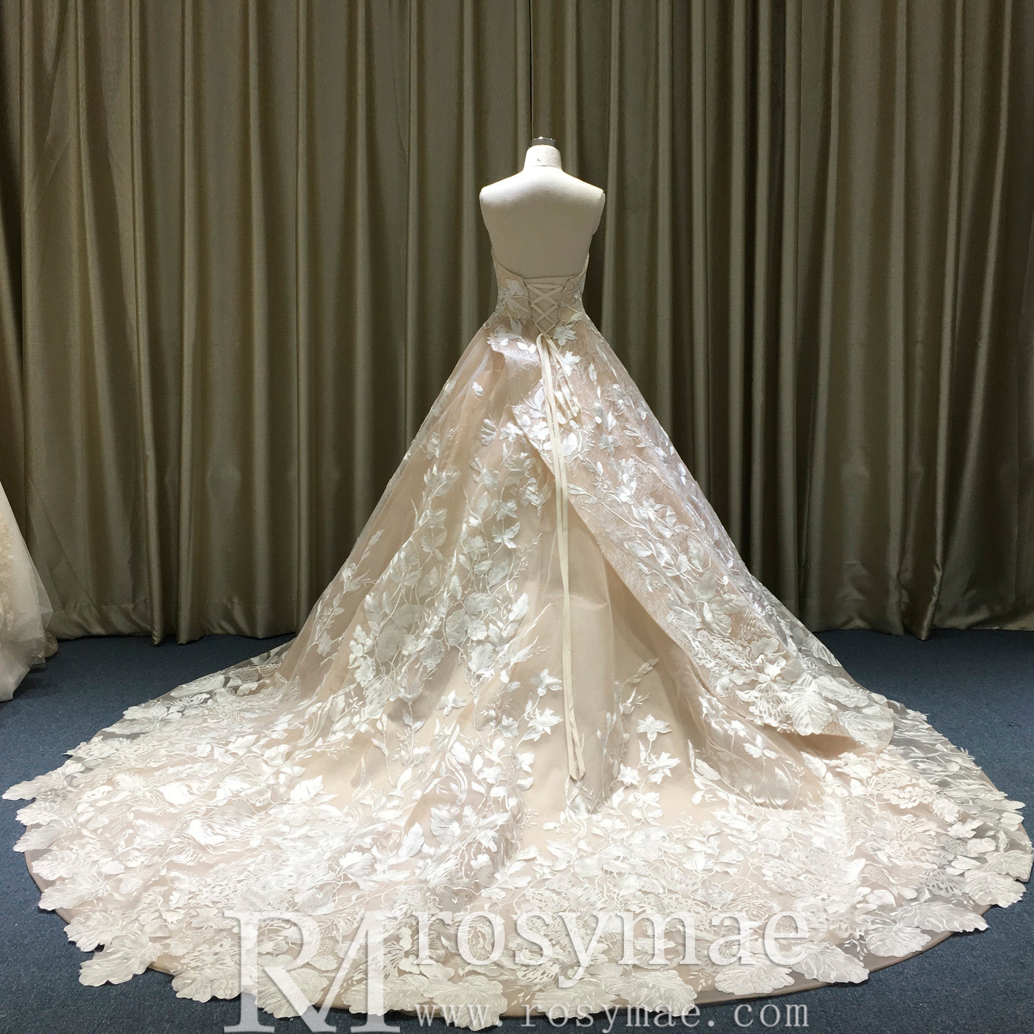 Light Champagne Fairy Tale Tulle Lace Wedding Dress with Ruffle Skirt White / 10 Light Champagne Fairy Tale Tulle Lace Wedding Dress with Ruffle Skirt White / 10