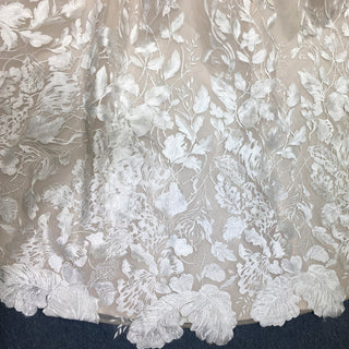 Light Champagne Fairy Tale Tulle Lace Wedding Dress with Ruffle Skirt