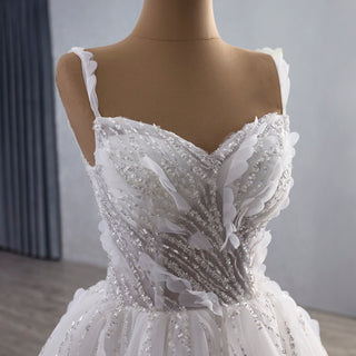 Luxury Spaghetti Straps Ball Gown Wedding Dress with Detachable Cape