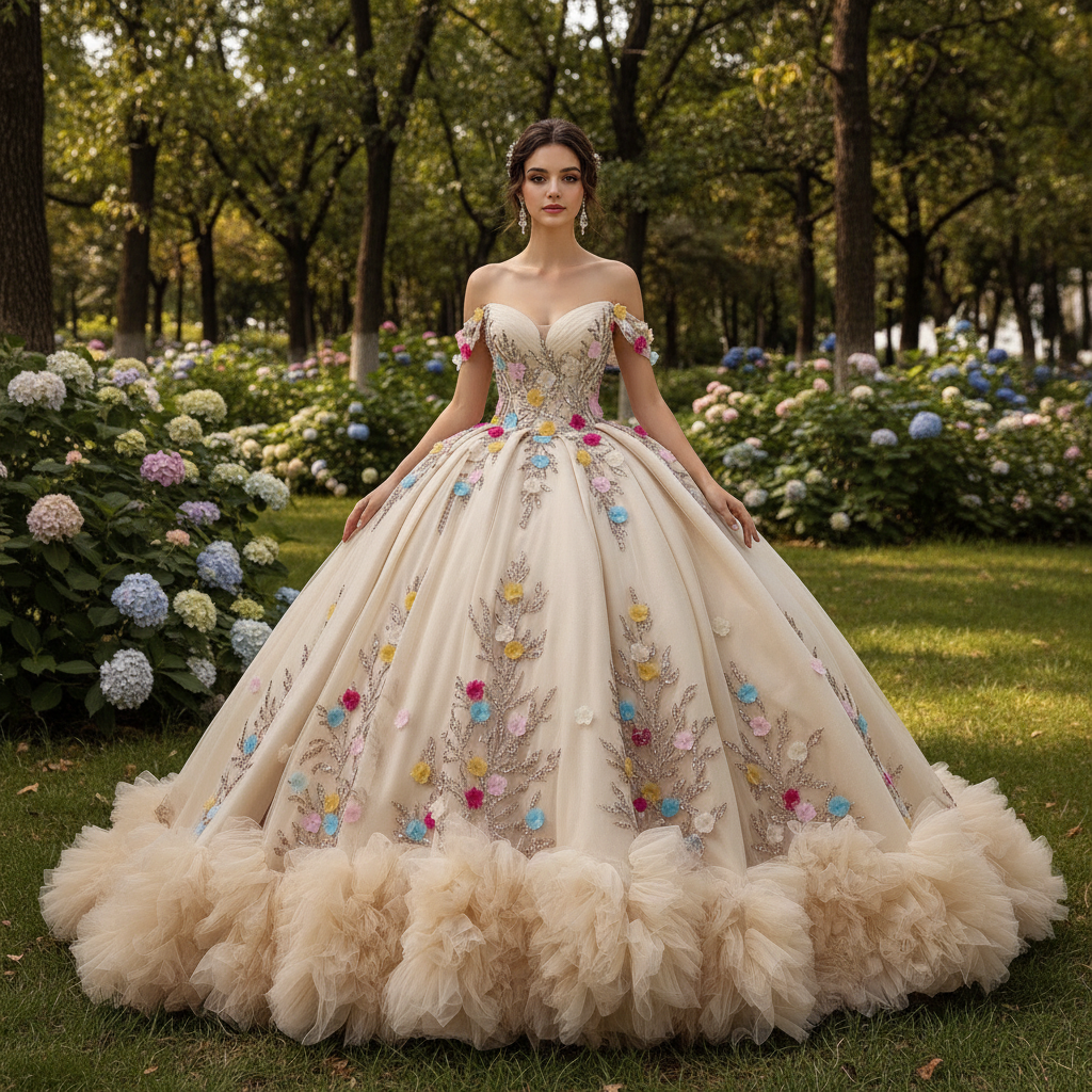 Gorgeous Pale Yellow Quinceanera Dress with Rhinestone and 3D Flowers Pale Yellow / 18w Gorgeous Pale Yellow Quinceanera Dress with Rhinestone and 3D Flowers Pale Yellow / 18w