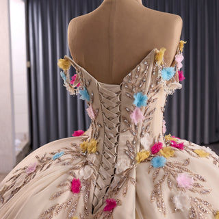 Gorgeous Pale Yellow Quinceanera Dress with Rhinestone and 3D Flowers