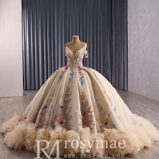 Gorgeous Pale Yellow Quinceanera Dress with Rhinestone and 3D Flowers
