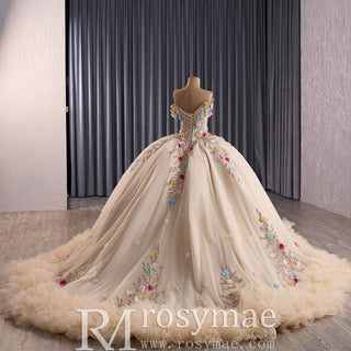 Gorgeous Pale Yellow Quinceanera Dress with Rhinestone and 3D Flowers