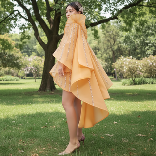 Graduation Dress Above Knee Midi Prom Gown with Ruffle Champagne Gold / 26W Graduation Dress Above Knee Midi Prom Gown with Ruffle Champagne Gold / 26W