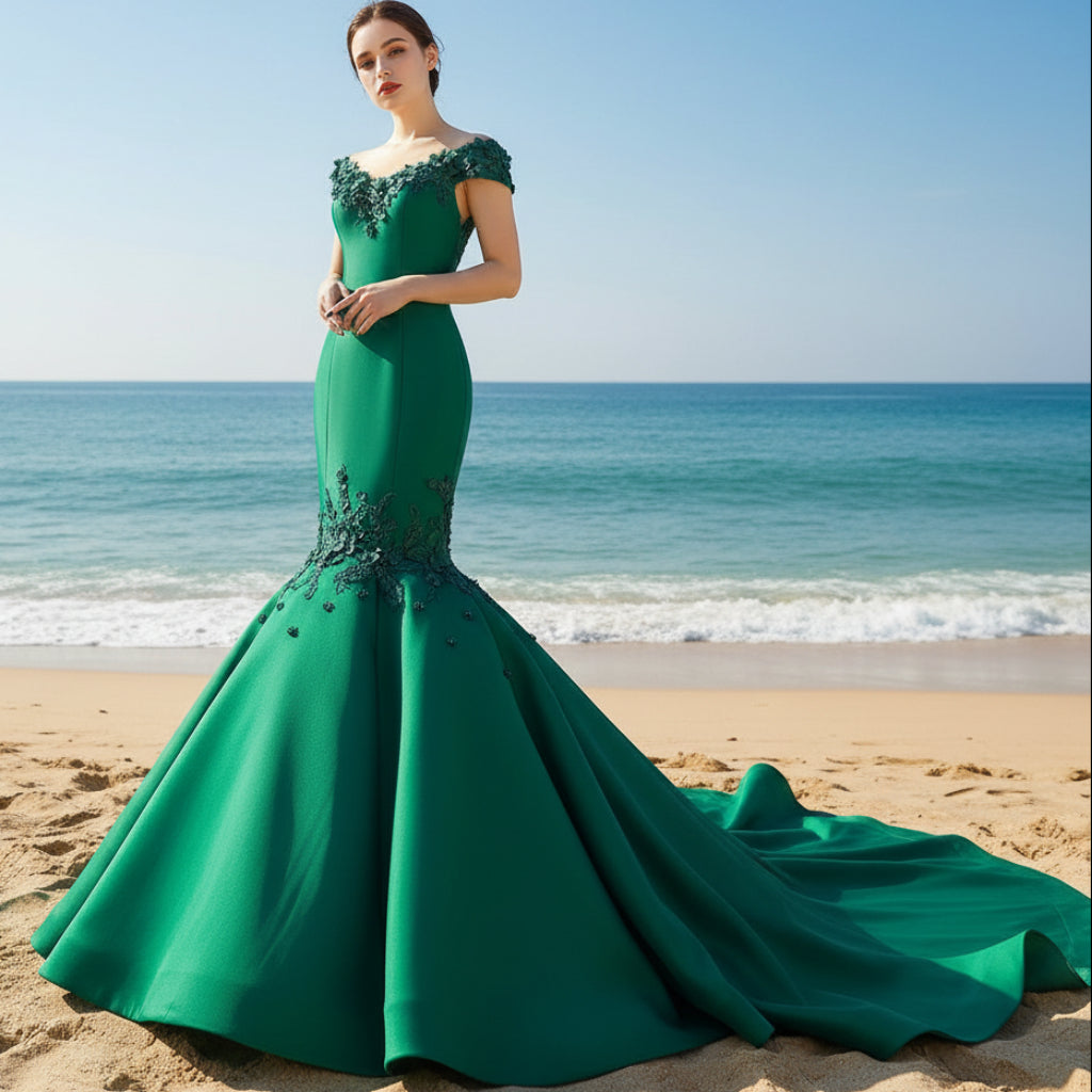 Floral Mermaid Prom Dresses Emerald Green Pageant Dress Rosymae Floral Mermaid Prom Dresses Emerald Green Pageant Dress Rosymae