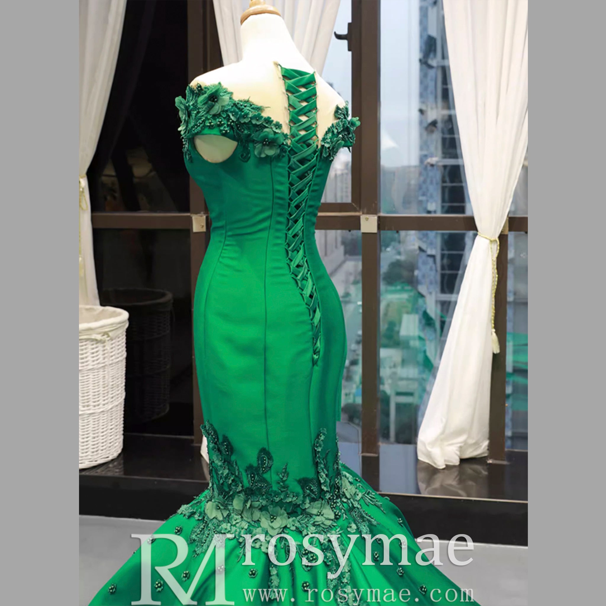 Floral Mermaid Prom Dresses Emerald Green Pageant Dress Rosymae Floral Mermaid Prom Dresses Emerald Green Pageant Dress Rosymae