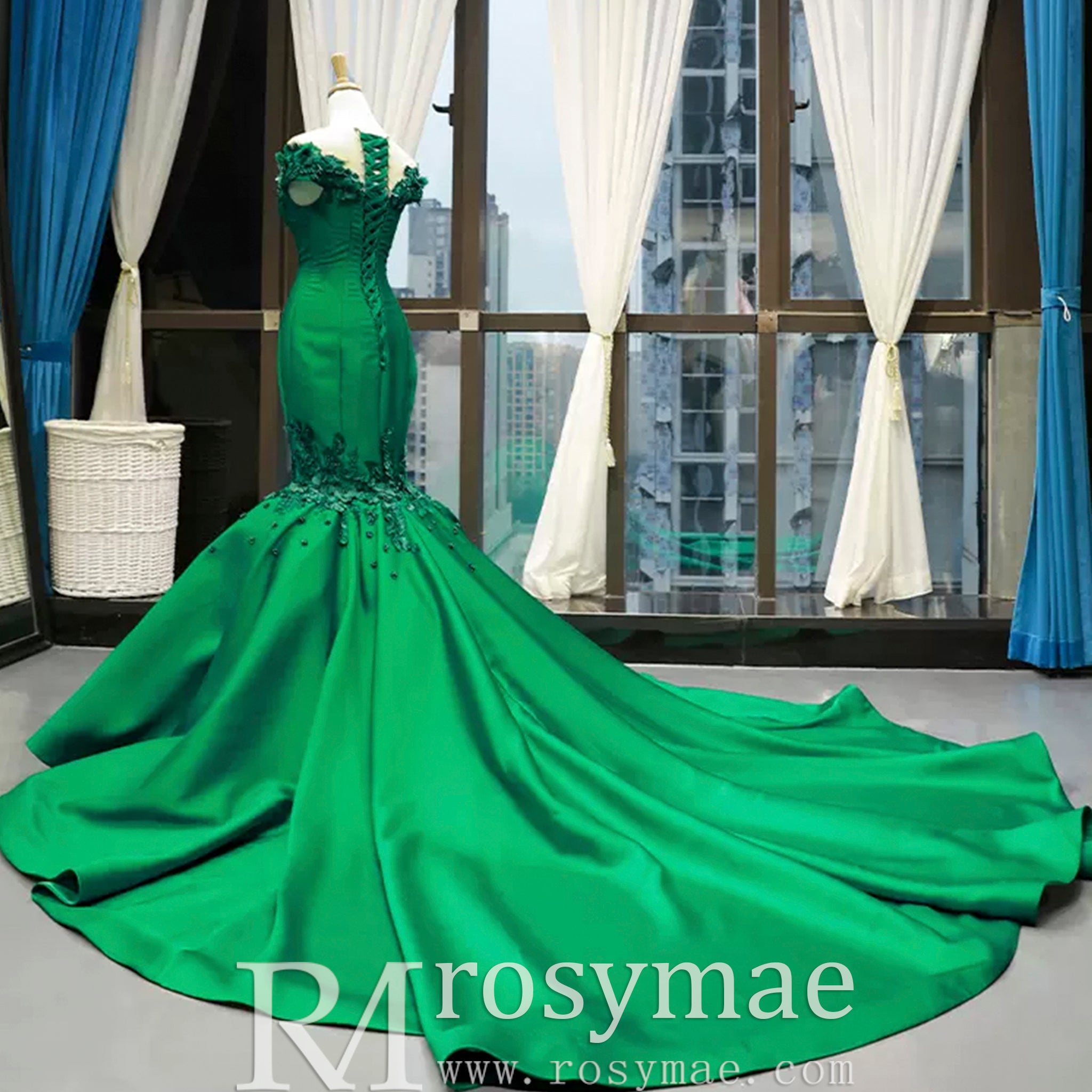 Floral Mermaid Prom Dresses Emerald Green Pageant Dress Rosymae Floral Mermaid Prom Dresses Emerald Green Pageant Dress Rosymae