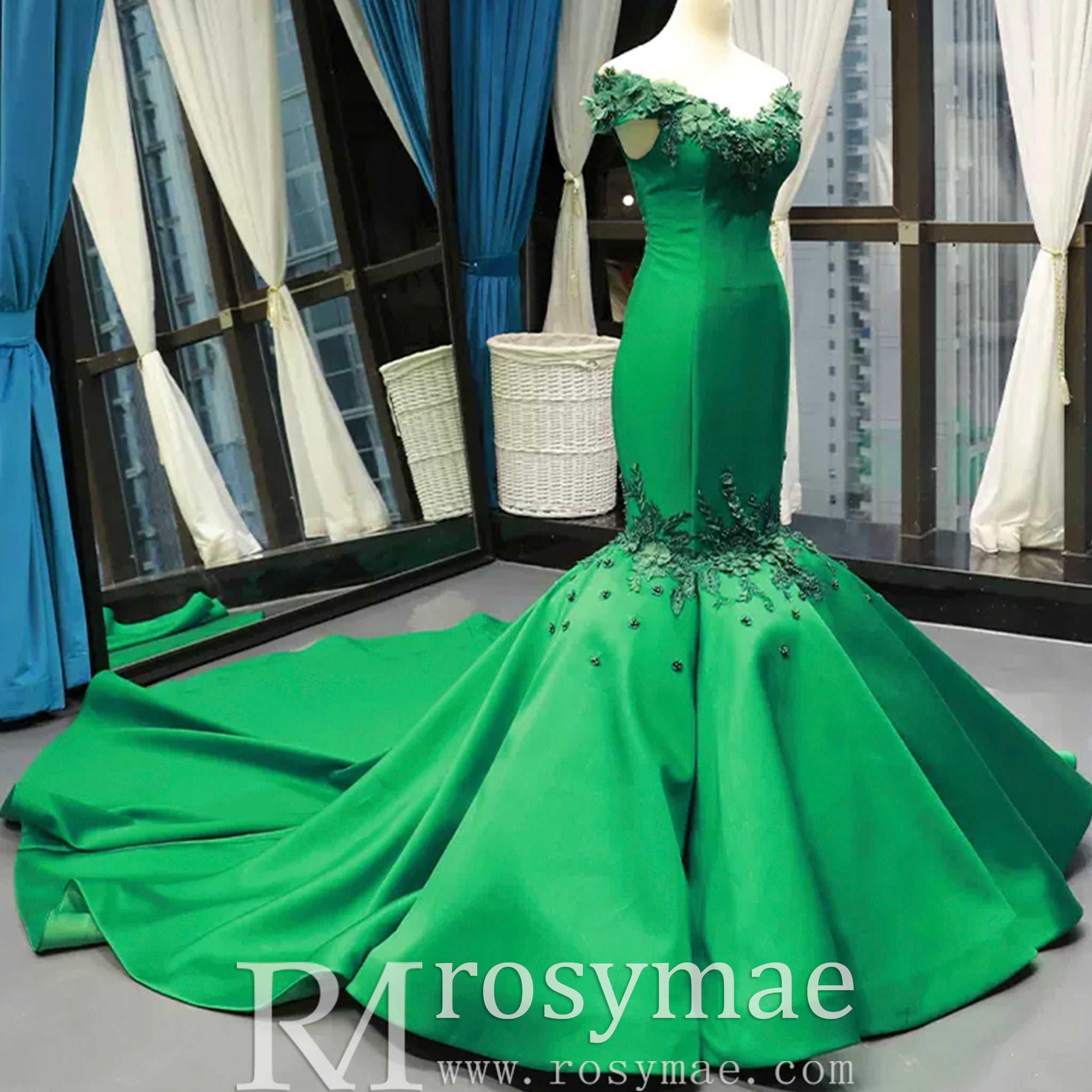 Floral Mermaid Prom Dresses Emerald Green Pageant Dress Rosymae Floral Mermaid Prom Dresses Emerald Green Pageant Dress Rosymae