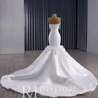 Luxury Trumpet Mermaid Wedding Dress with Handmade 3D Floral Appliqués