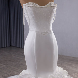Luxury Trumpet Mermaid Wedding Dress with Handmade 3D Floral Appliqués