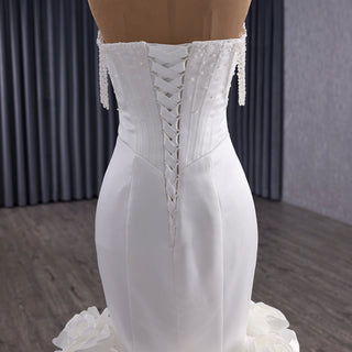 Luxury Trumpet Mermaid Wedding Dress with Handmade 3D Floral Appliqués