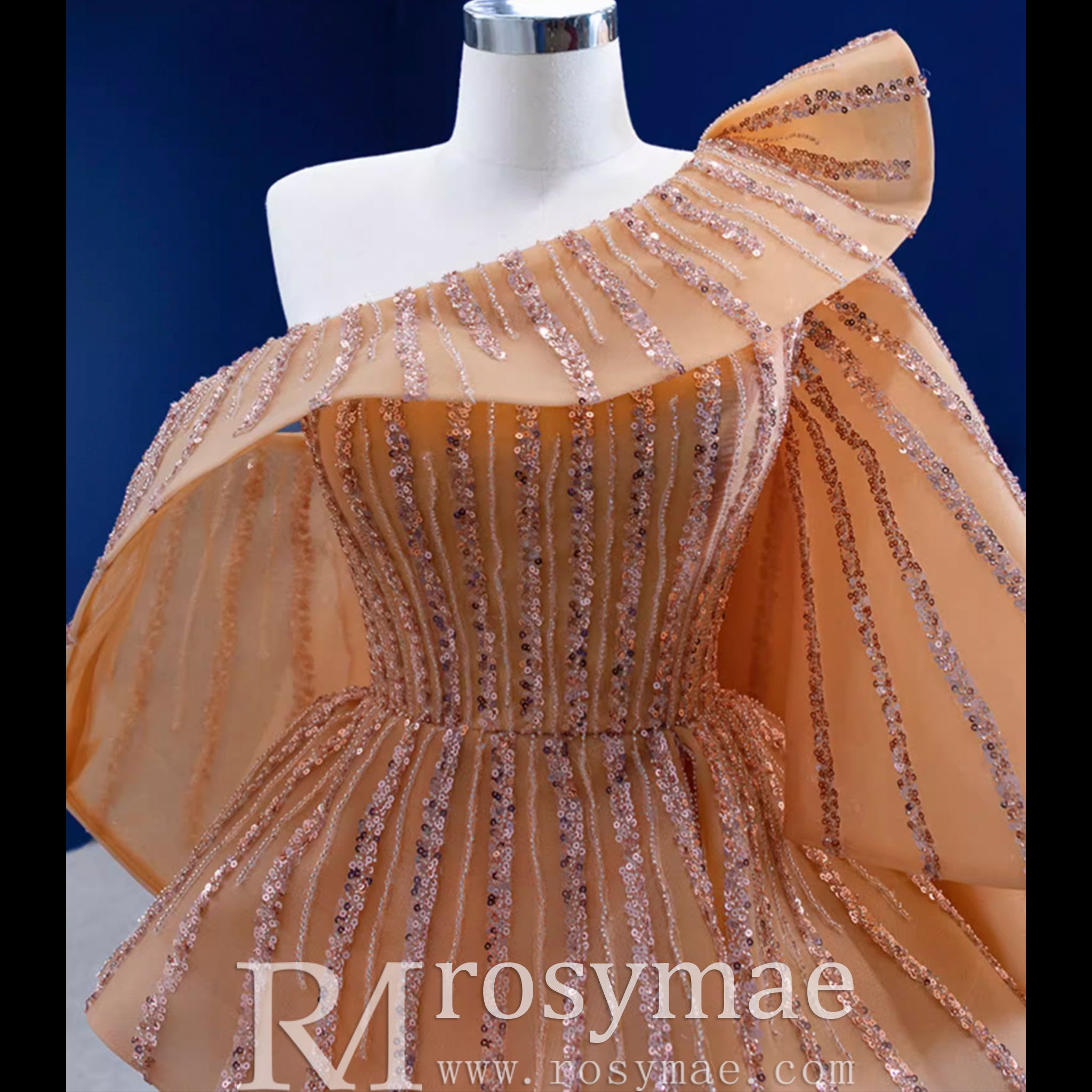 Graduation Dress Above Knee Midi Prom Gown with Ruffle Champagne Gold / 26W Graduation Dress Above Knee Midi Prom Gown with Ruffle Champagne Gold / 26W