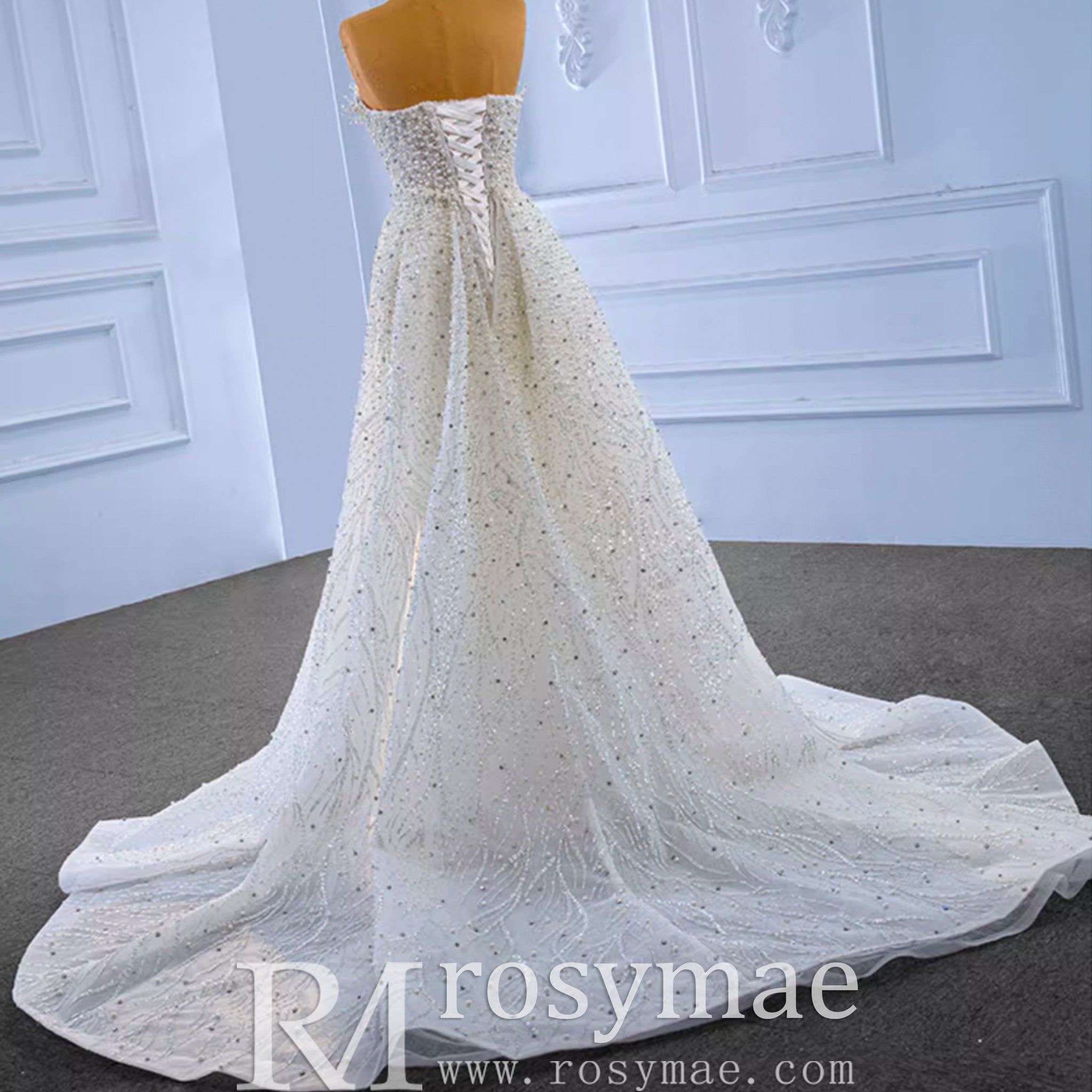 Beaded Pearl Mermaid Wedding Dresses with Detachable Skirt Rosymae Beaded Pearl Mermaid Wedding Dresses with Detachable Skirt Rosymae