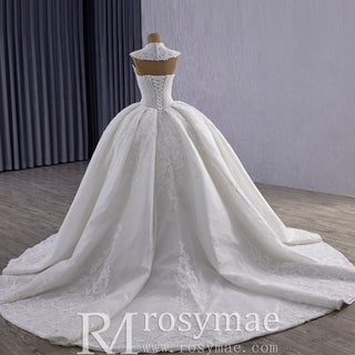 Sparkly Puffy Skirt Luxury Wedding Dress with Detachbale Jacket