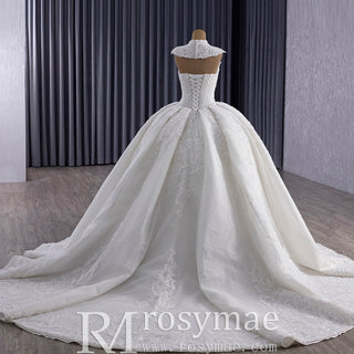 Sparkly Puffy Skirt Luxury Wedding Dress with Detachbale Jacket