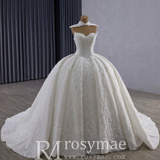 Sparkly Puffy Skirt Luxury Wedding Dress with Detachbale Jacket