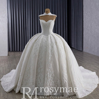 Sparkly Puffy Skirt Luxury Wedding Dress with Detachbale Jacket