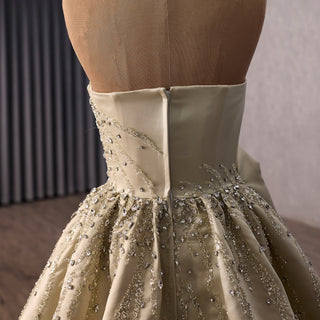 High-End Handmade Beaded Asymmetrical Prom Dress with Overskirt