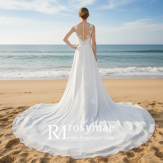 Mermaid Floral Lace High Low Wedding Dress with Tank Sleeves