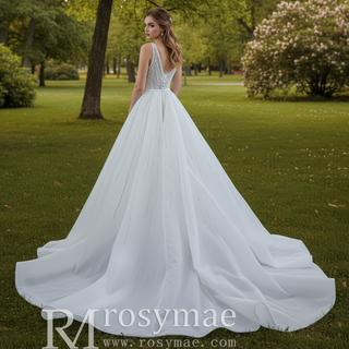 Beaded Sparkly Mermaid Wedding Dress with Detachable Skirt