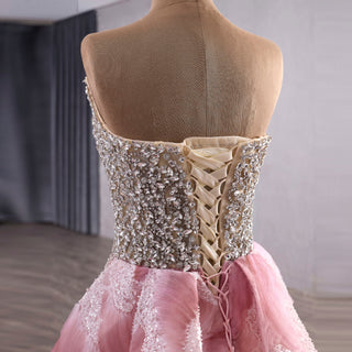 Scoop Neckline Pink Formal Dress with Detachable Skirt