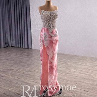 Scoop Neckline Pink Formal Dress with Detachable Skirt
