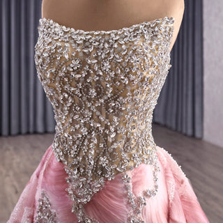 Scoop Neckline Pink Formal Dress with Detachable Skirt