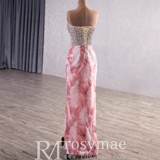 Scoop Neckline Pink Formal Dress with Detachable Skirt