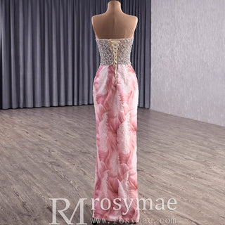 Scoop Neckline Pink Formal Dress with Detachable Skirt