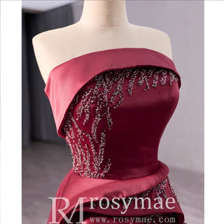 High-end Elegant Burgundy Handmade Beading Sequins Evening Prom Dresses