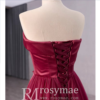 High-end Elegant Burgundy Handmade Beading Sequins Evening Prom Dresses