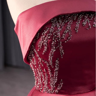 High-end Elegant Burgundy Handmade Beading Sequins Evening Prom Dresses