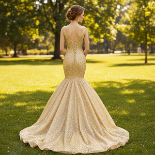 Luxury Gold Mermaid Vneck Wedding Dresses Trumpet Pageant Gown Rosymae Luxury Gold Mermaid Vneck Wedding Dresses Trumpet Pageant Gown Rosymae