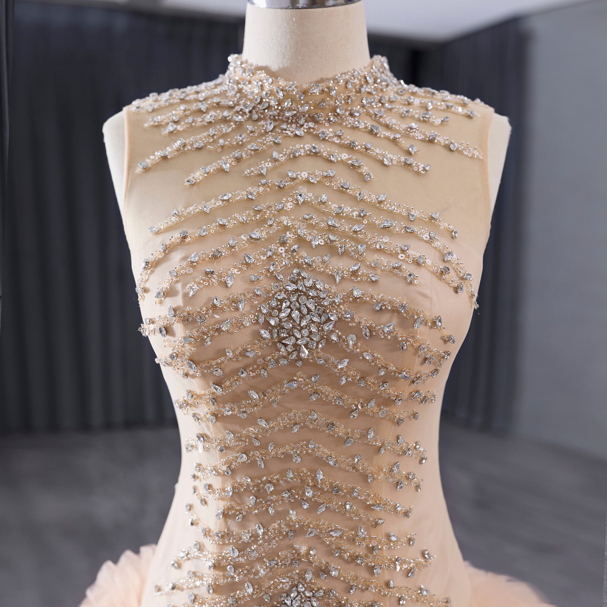 High-end Rhinestone Sequins Pleated Prom Dress Ruched Formal Gown Rosymae High-end Rhinestone Sequins Pleated Prom Dress Ruched Formal Gown Rosymae