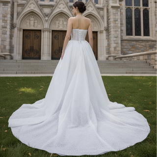 Boho Wedding Dress with Pearls A-line Sweetheart Wedding Gown