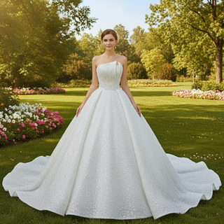 Robe de mariée à fleurs perlées, robe de bal, robe de coing scintillante