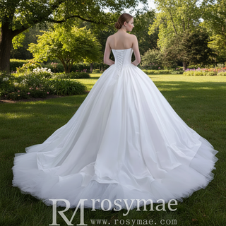 Puffy Skirt Ball Gown Wedding Dress Strapless Corset Bridal Gown