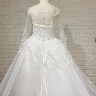 Classic Long Sleeve Ball Gown Wedding Dress with Illusion Sweetheart Bodice