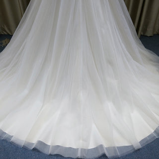 Elegant A-line Flowy Wedding Dress with Cap Sleeve for Beach