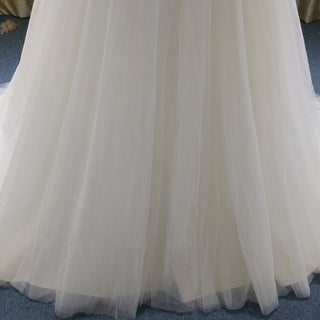 Elegant A-line Flowy Wedding Dress with Cap Sleeve for Beach