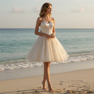 Knee Length Ball Gown Wedding Dress