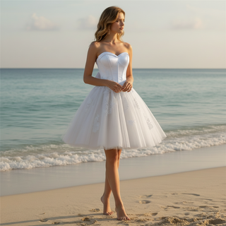Knee Length Ball Gown Wedding Dress