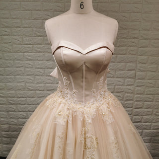 Sweetheart Midi Knee Length Ball Gown Wedding Dress with Bowknot