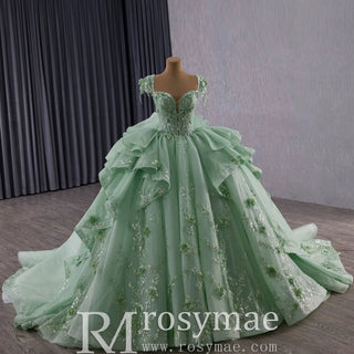 Light Green Quinceanera Dress Sweet 15 with 3D Flowers