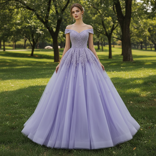 Sparkly Beaded Sequin Wedding Dress Off the Shoulder Formal Gown